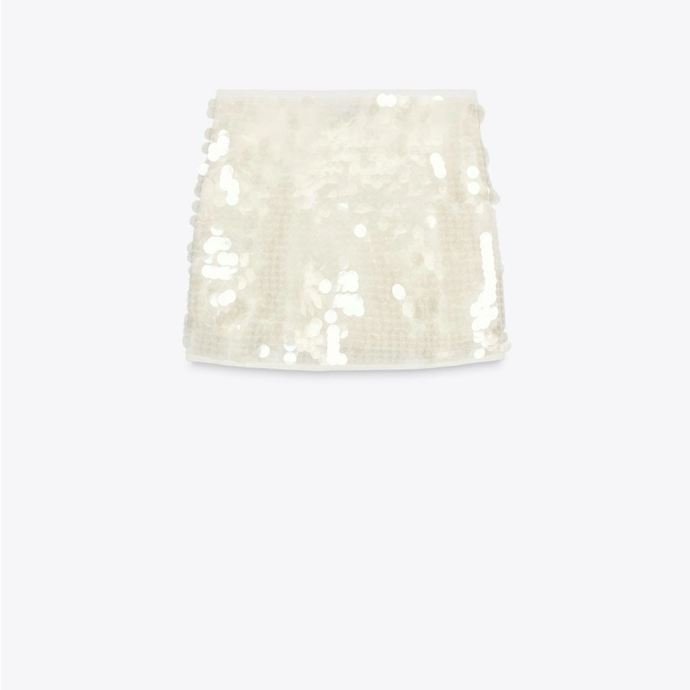 Zara sequin mini skirt in ivory